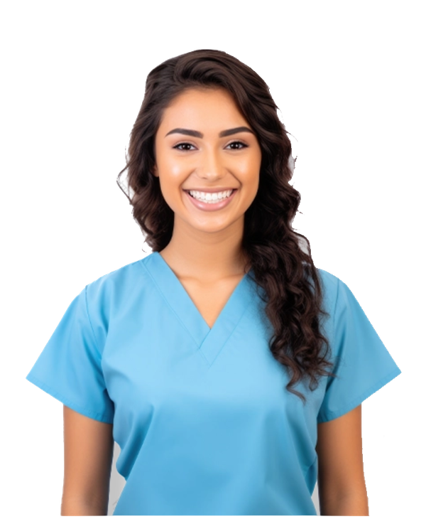 Smiling nurse in scrubs